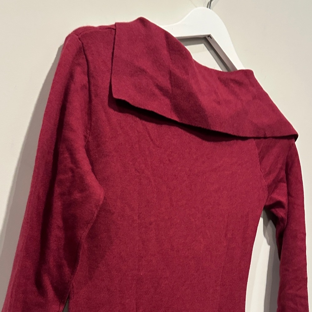 NWT Atoir Burgundy Midi Dress with Asymmetrical Button Detail and split - Picture 7 of 12